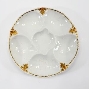 RARE O.P. Co. Syracuse China Porcelain Oyster Plate 8.5”, Vintage, Gold Glitter